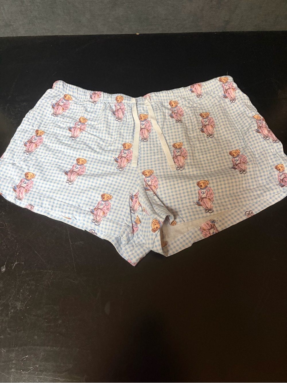 Polo by Ralph Lauren Blue Gingham Teddy Bear Lounge Shorts